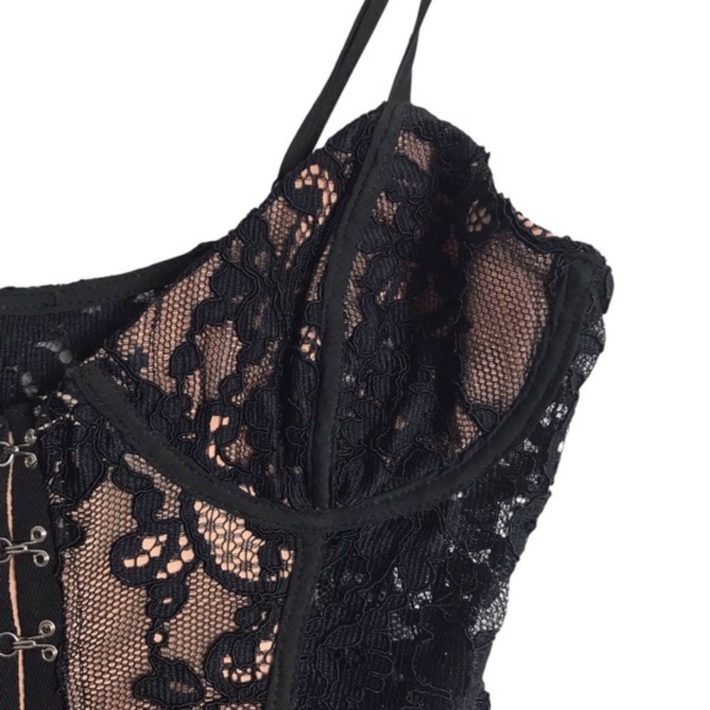 Tobi XS Honeymoon Lace Bodycon Mini Dress Black valentines Coquette Romantic - Picture 7 of 10